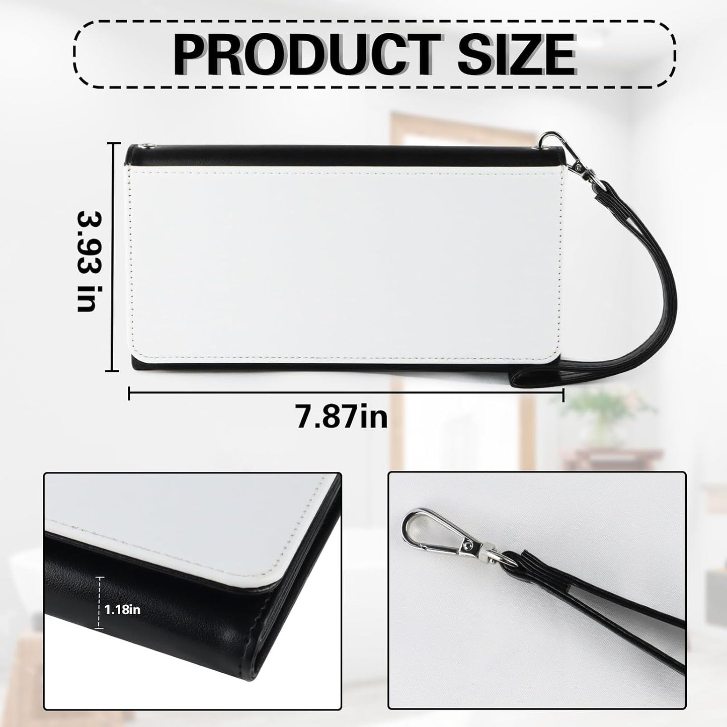 HOT2pcs Sublimation Heat Transfer Wallet Blank, Fashion Ladies Leather Wallets, Large Capacity Secure Buckle Leather Clutch Wallet, DIY Craft Long Purse for Women Girl Gift (2pcs)