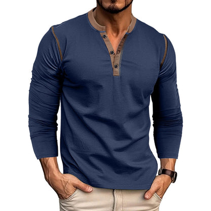 HOTMen's Casual Henley Shirts Classic Button Cotton Short Sleeve T-Shirt Summer Basic Solid Lightweight Tees Tops