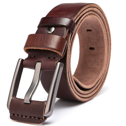HOTKEECOW Men's 100% Italian Cow Leather Belt Men With Anti-Scratch Buckle,Packed in a Box