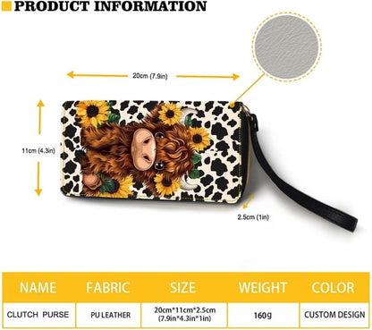 HOTSunflower Wallet for Women Around Zipper Long Purse Travel Clutch Bag
