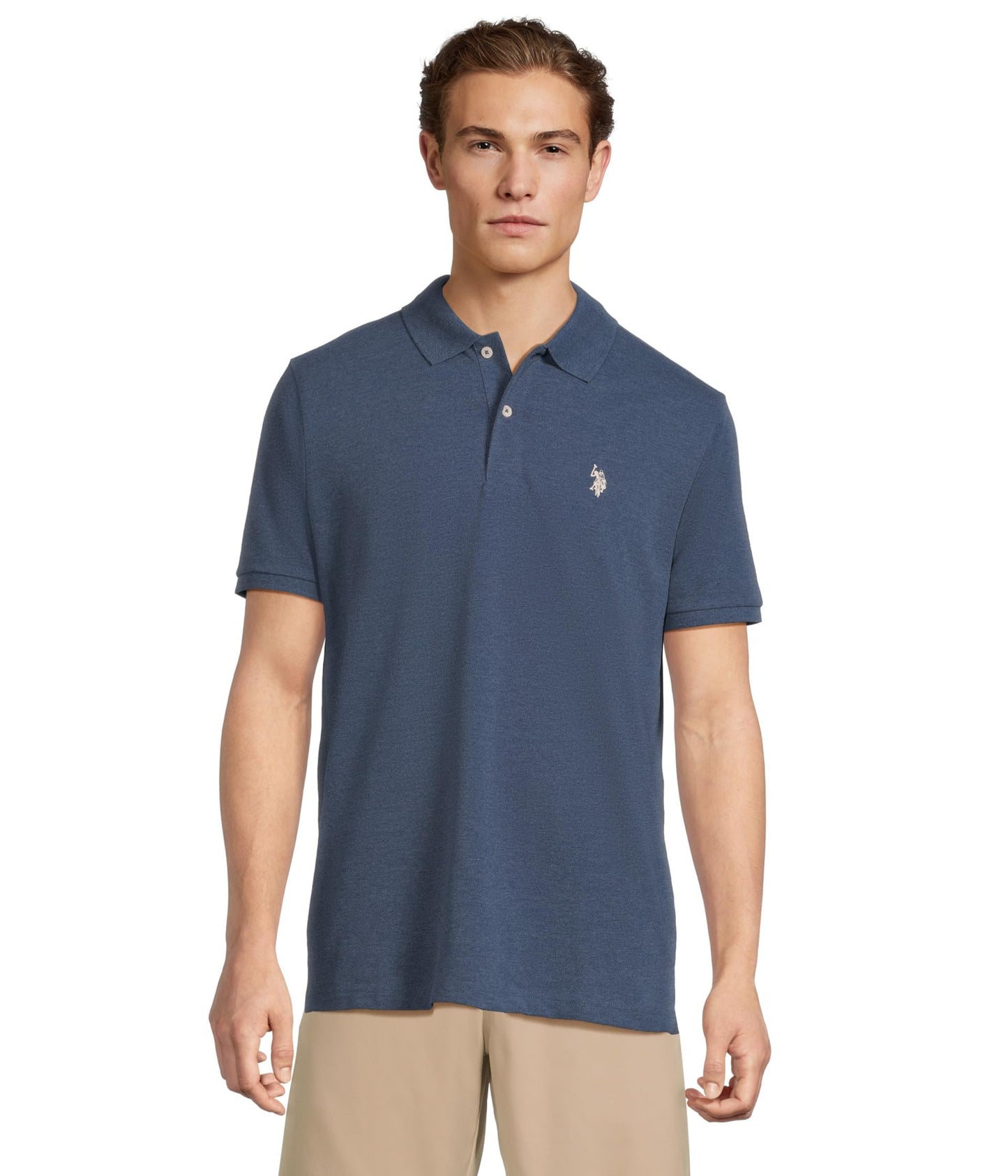 HOTU.S. Polo Assn. Men's Classic Polo Shirt, Two-Button Closure Pique Polo Shirt, Summer Fashion Golf Shirt | Two-Button Closure Pique Polo Shirt, Summer Fashion Golf Shirt