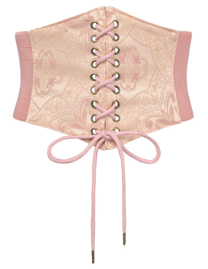 HOTScarlet Darkness Renaissance Corset Belt Lace-up Tied Waspie Wide Elastic Waist Belts for Women