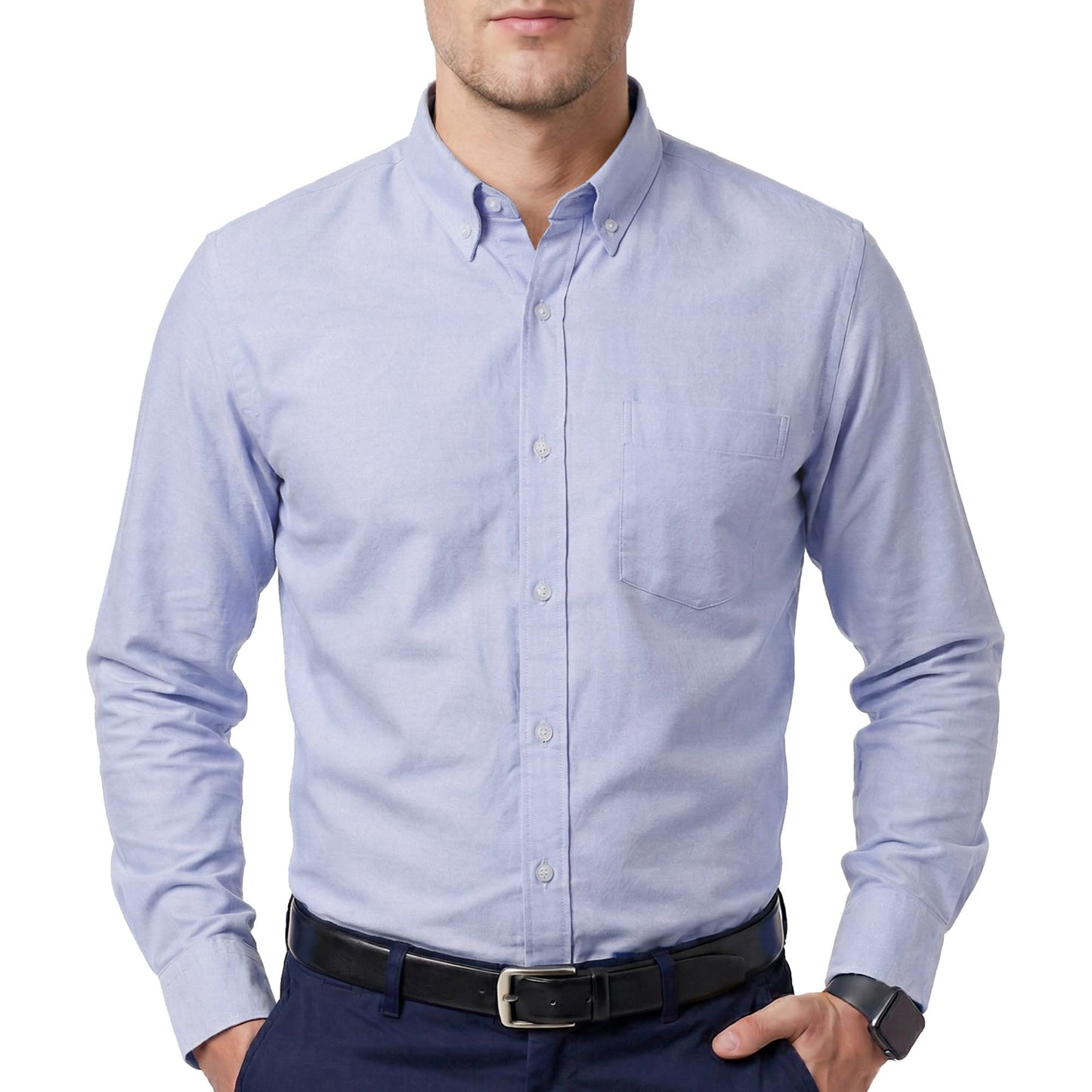HOTCotton King Mens 100% Cotton Oxford Shirt Long Sleeve Dress Shirts for Men Button Down Work Casual Shirt with Pocket