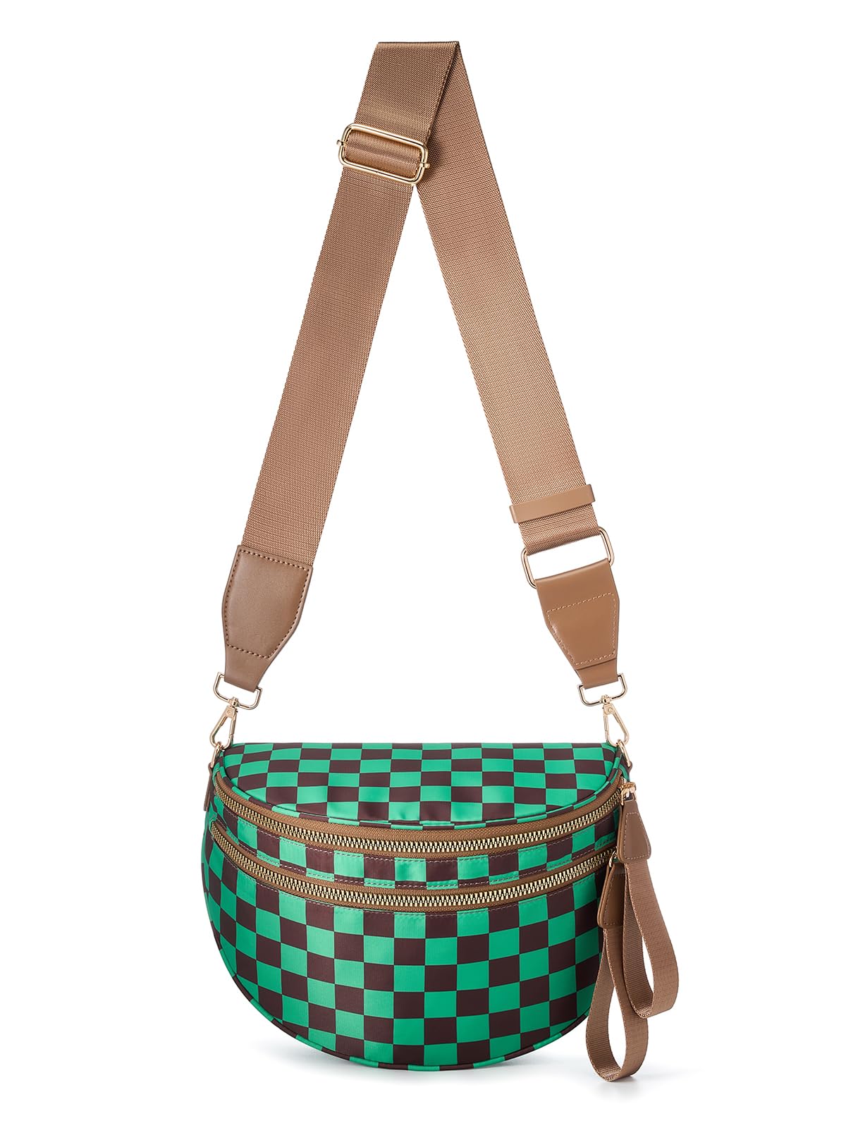 HOTBlack and White Checkered Crossbody Bag Bum Bag for Women,Spacious Checkered Purse Fanny Packs Belt Bag