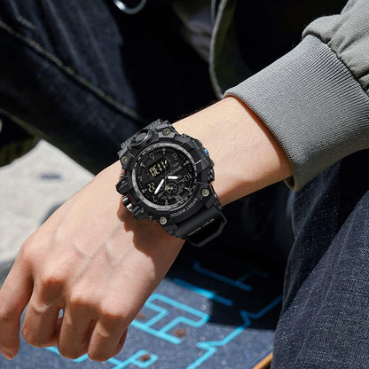 HOTKXAITO Men's Watches Sports Outdoor Waterproof Military Wrist Watch Date Multi Function Tactics LED Alarm Stopwatch