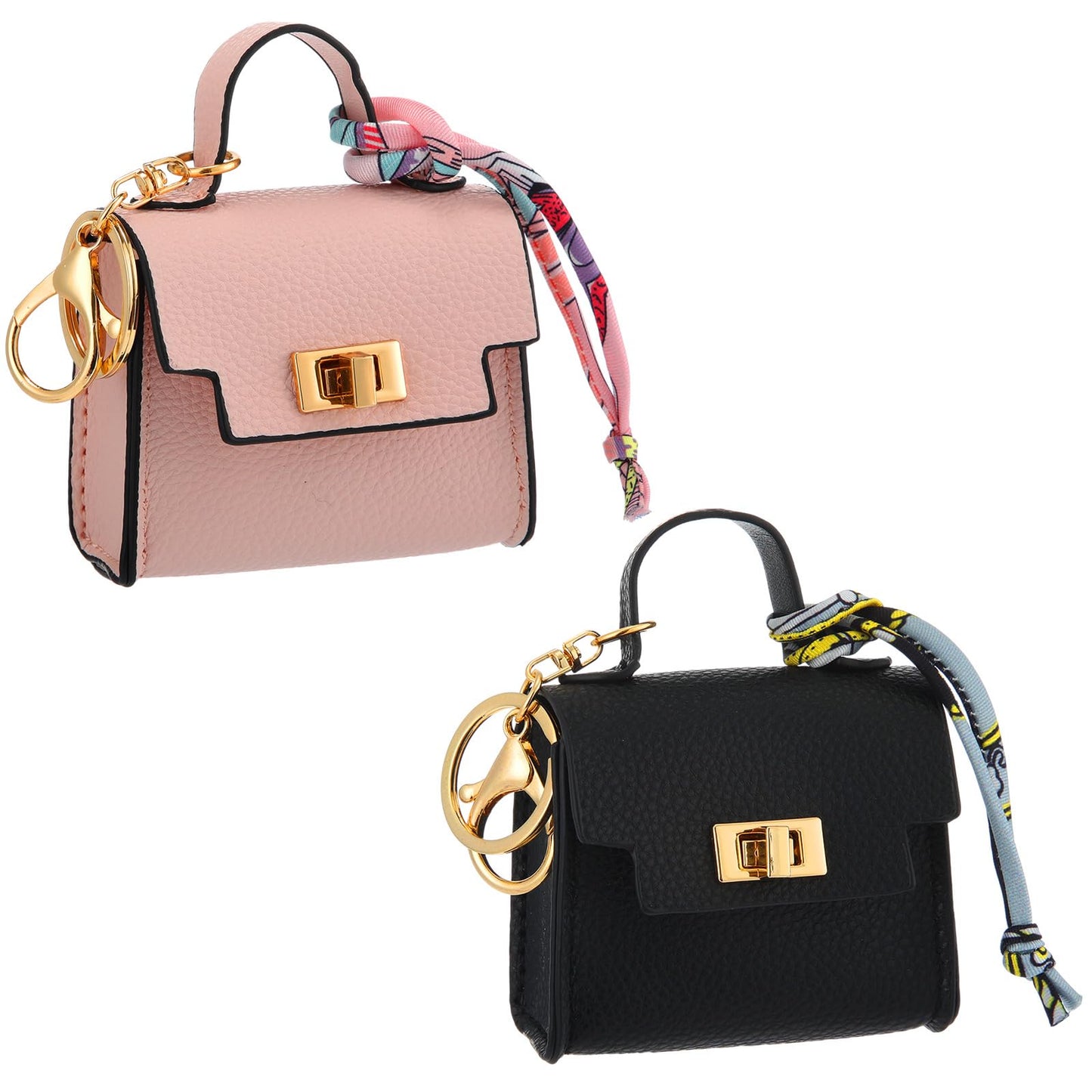 HOTLiliaafar 8 Pcs Mini Backpack Keychain Mini Coin Purses for Women Cute PU Leather Makeup Bag with Keychain Pocket Card Holder (8 Colors)