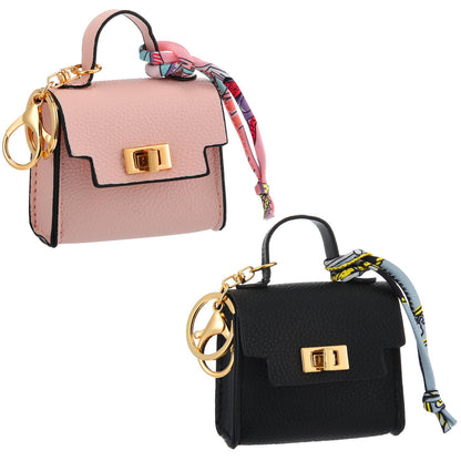 HOTLiliaafar 8 Pcs Mini Backpack Keychain Mini Coin Purses for Women Cute PU Leather Makeup Bag with Keychain Pocket Card Holder (8 Colors)