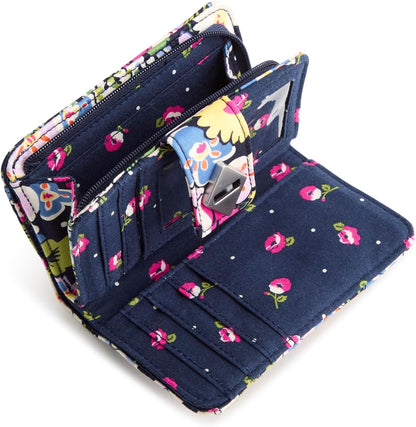 HOTVera Bradley Women's Premium Cotton Small Turnlock Wallet – Poppy Fields