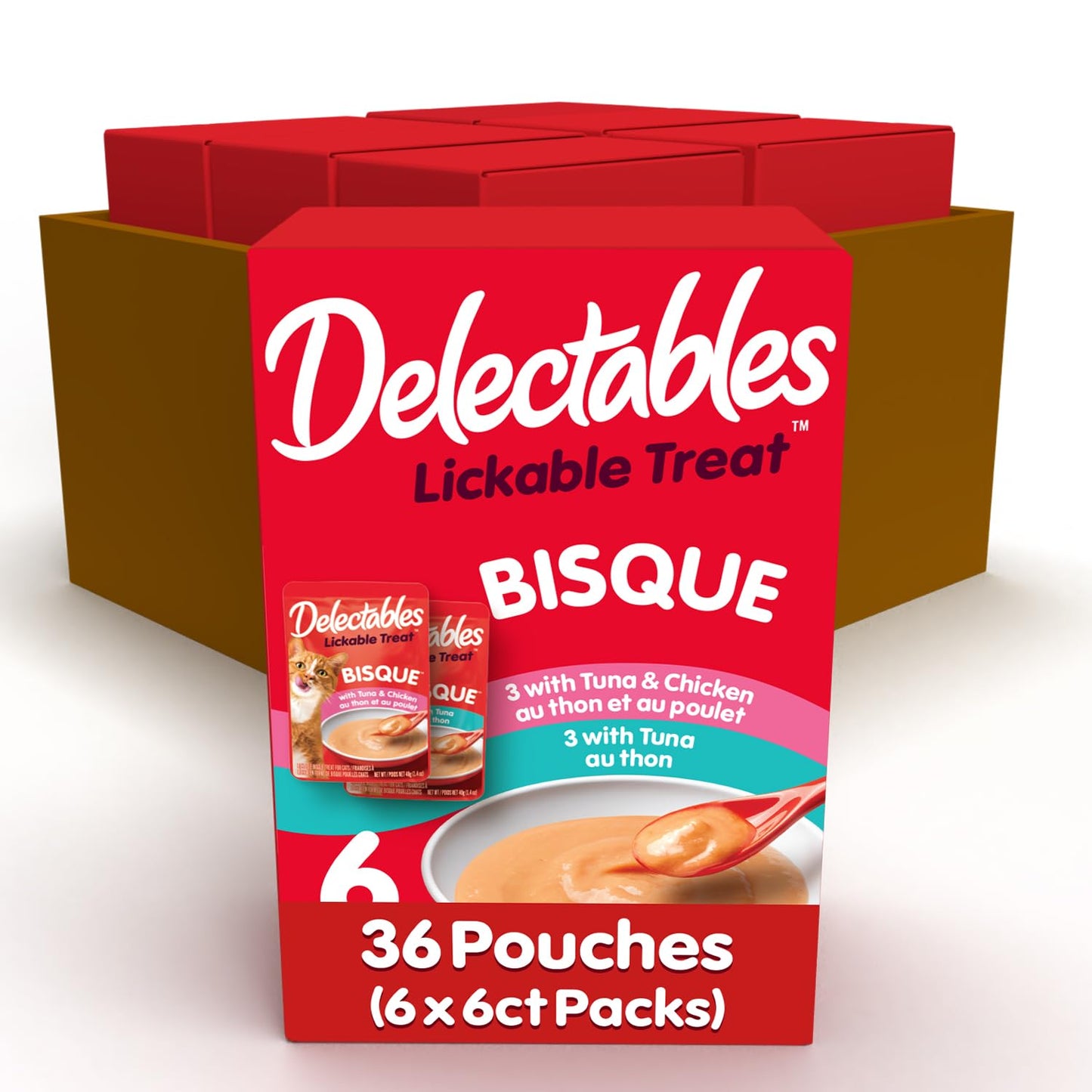 HOTDelectables Bisque Lickable Wet Cat Treats - Chicken, Tuna & Shrimp, 12 count