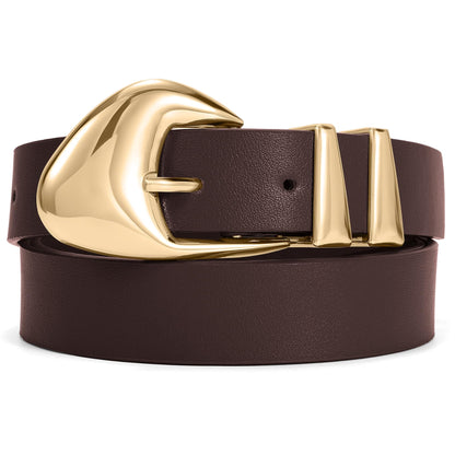 HOTXZQTIVE Women's Leather Belts for Jeans Dress Pants Black Brown Belts for Women Ladies Waist Belts with Gold Buckle