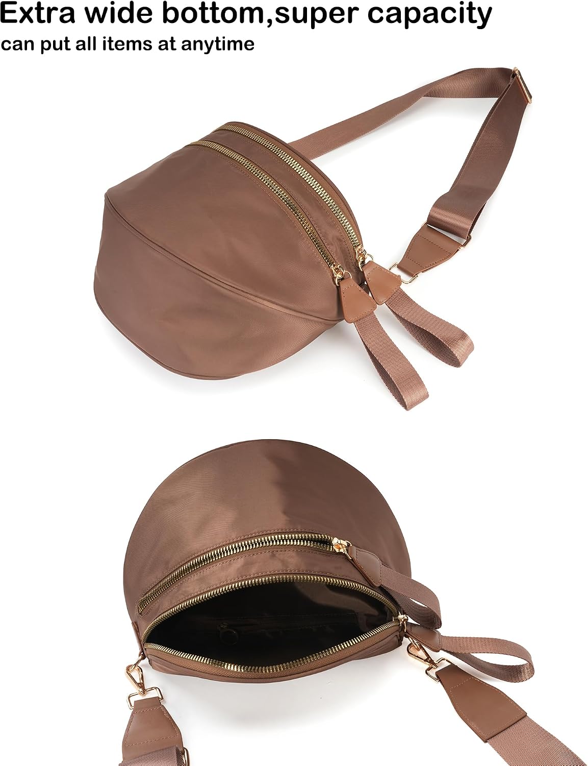 HOTFEIBOON Spacious Nylon Crossbody Bag Bum Bag Handbags Wallets Purses Trendy Shoulder Bag for Women