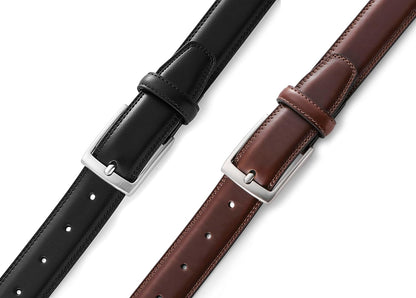 HOTMILORDE Men's Leather Dress Belt 2Pack, Handmade, Genuine Leather, Fashion & Classic Designs for Work Business and Casual