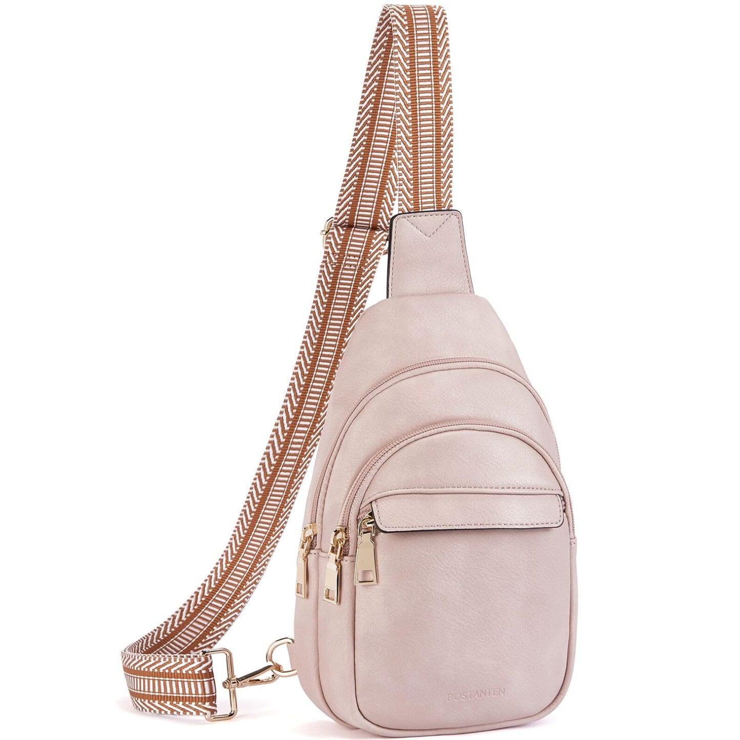 HOTBOSTANTEN Sling Bag for Women Leather Crossbody Bags Fanny Pack Chest Bag for Travel