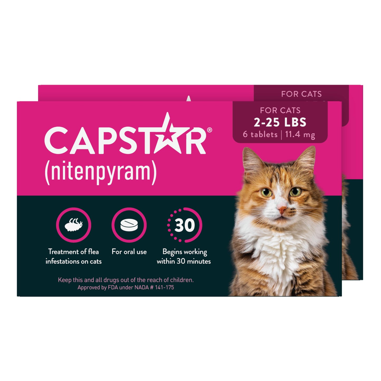 HOTCapstar (nitenpyram) Cat Flea Treatment, Fast-Acting Oral Flea Treatment for Cats 2-25 lbs, Vet-Recommended Medication Tablets Start Killing in 30 Minutes, 6 Doses