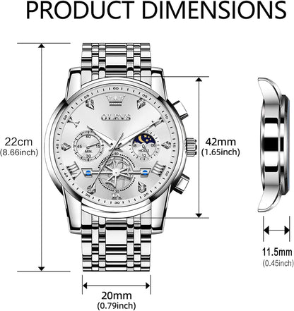 HOTOLEVS Watches Men Waterproof Luxury Big Face Mens Watch Stainless Steel Quartz Analog Dress Watches for Men Luminous Multifunction Man Watch Relojes De Hombre
