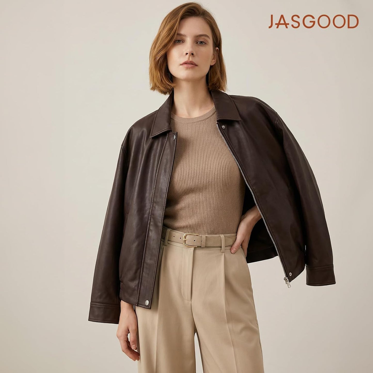 HOTJASGOOD Women Leather Belt with Gold Buckle Vintage Elegant Casual Waist Belt for Jeans Pants