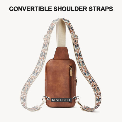 HOTBOSTANTEN Sling Bag Quilted Crossbody Bags for Women Cross Body Purse Leather Fanny Pack with Adjustable Guitar Strap