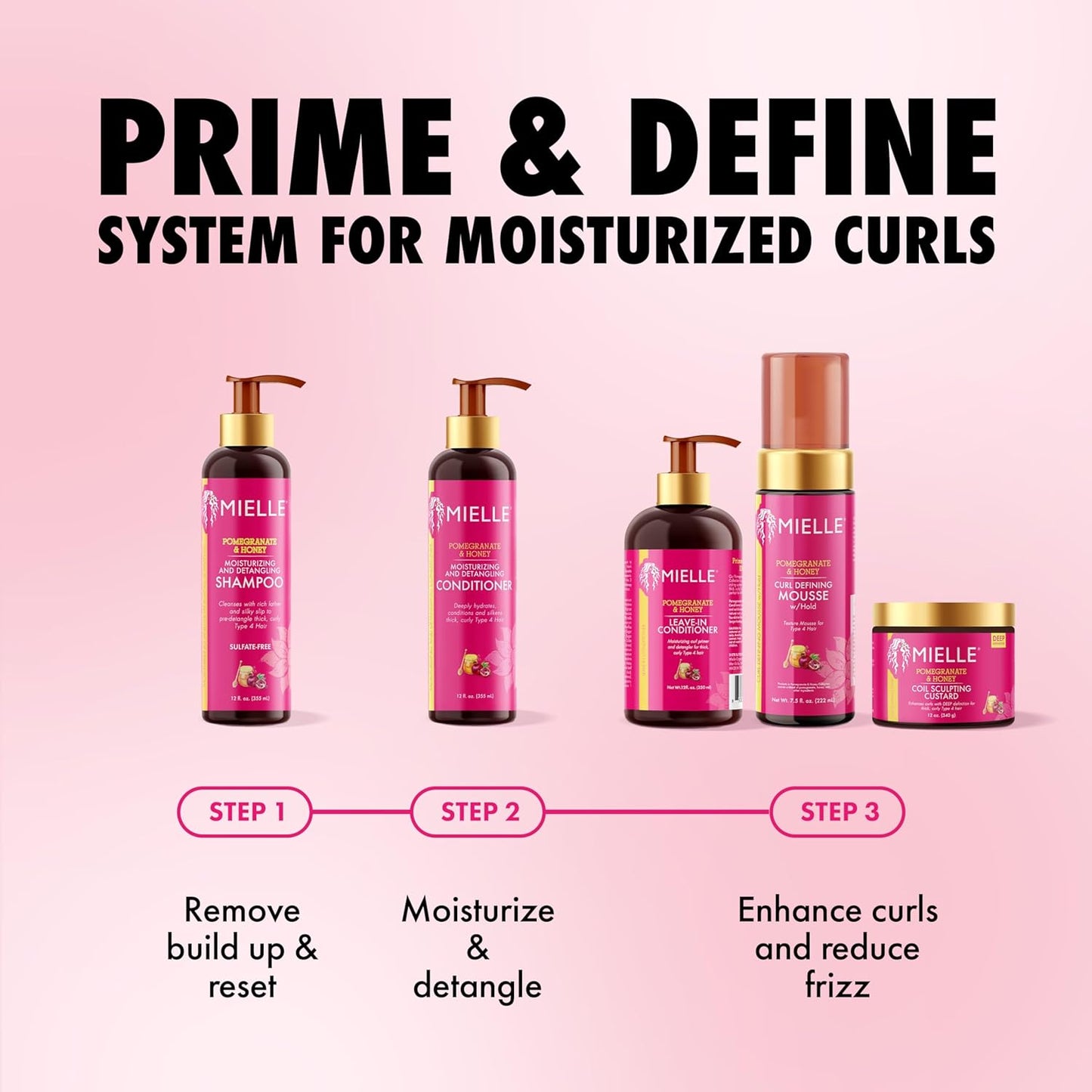 HOTMielle Organics Pomegranate & Honey Leave-In Conditioner for Curly Hair - Moisturizing Detangler & Curly Hair Treatment to Help Repair Damage, Prevent Frizz & Improve Shine, 12 Fl Oz