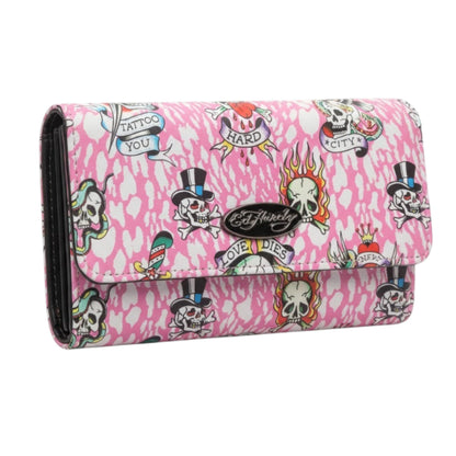 HOTED HARDY Women's Trifold Wallet with Multicompartment Storage EHW193 (Pink/White)