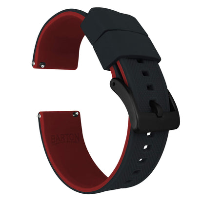 HOTBARTON Elite Silicone Watch Bands - Quick Release - Choose Strap Color & Buckle Color (Stainless Steel, Black PVD or Gunmetal Grey) - 18mm, 20mm, 22mm & 24mm Watch Straps
