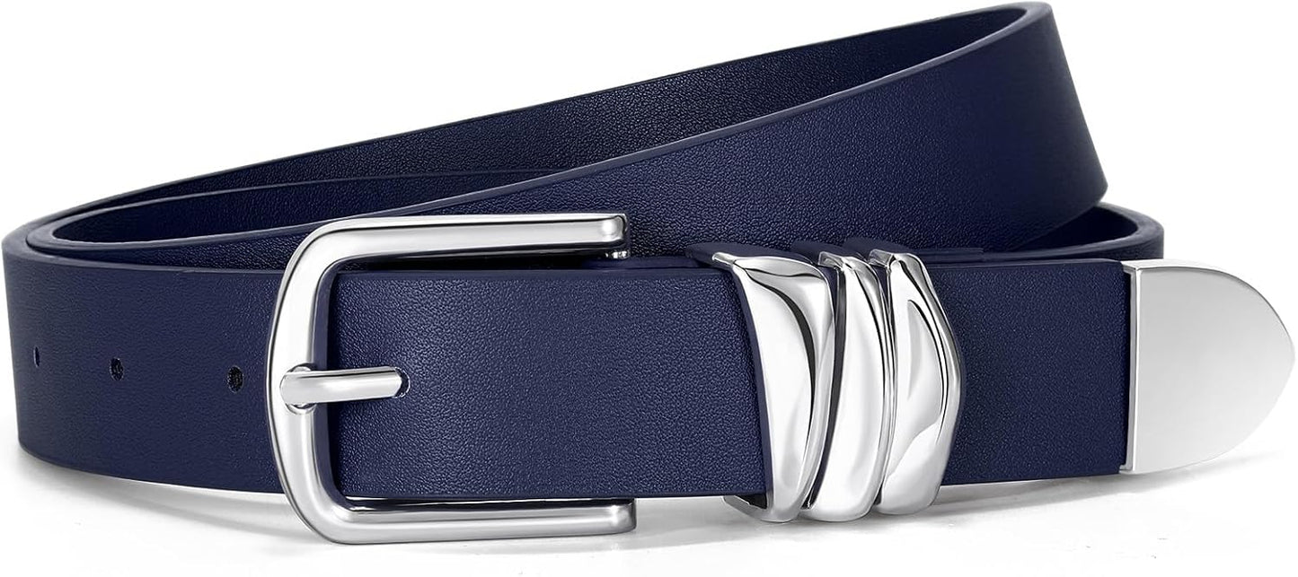 HOTVONMELLI Women's Belt for Jeans Dress Leather Belt for Women Fashion Waist Ladies Belt with Silver Buckle