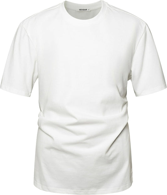 HOTVEIISAR Men's Heavy Weight Crew Neck T-Shirt Mens Premium Cotton Tee - Pre Shrunk S-3XL
