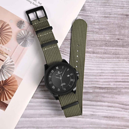 HOTANNEFIT Nylon Watch Band 16mm 18mm 20mm 22mm, One-Piece Waterproof Military Watch Straps with Heavy Buckle