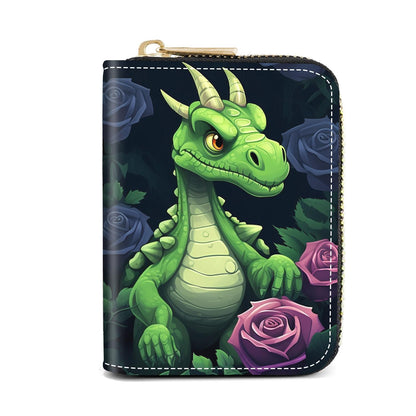 HOTCredit Card Holder Wallets for Women, Slim Leather Card Holder Wallet, Credit Card Wallet Organizer, Pocket Business Card Case with Zipper, Elephants and Flowers Under the Moon