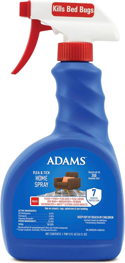 HOTADAMS Flea & Tick Home Spray for Indoor House Treatment, Tick and Flea Spray for Home, Carpet, Furniture & Pet Bedding, Controls Bed Bugs, Cockroaches, Spiders & Mosquitoes, 24 oz