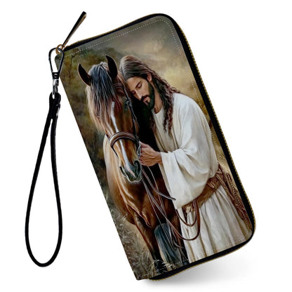 HOTRFID Wristlet Wallet for Women, Jesus Red Cardinal | Large Capacity PU Leather RFID Blocking Clutch with Detachable Wristlet, Secure Zip Around Credit Card Holder & Organizer