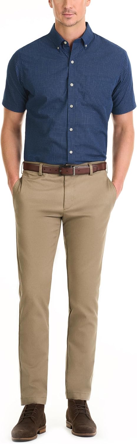 HOTVan Heusen Mens Wrinkle Free Short Sleeve Button Down Check Shirt