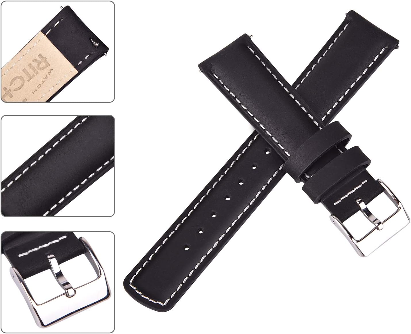 HOTRitche Christmas Gift Quick Release Leather Watch Bands Genuine Watch Straps for Men Women Top Grain Leather Watch Strap, White Elephant Gifts, Stocking Stuffers for Men, Father's Day gifts