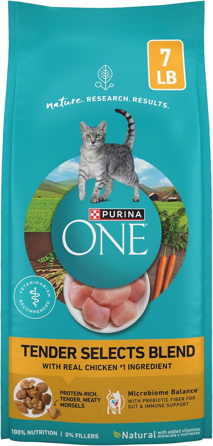 HOTPurina ONE Natural Dry Cat Food, Tender Selects Blend With Real Chicken - 7 lb. Bag