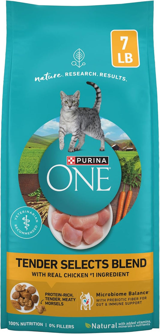 HOTPurina ONE Natural Dry Cat Food, Tender Selects Blend With Real Chicken - 7 lb. Bag