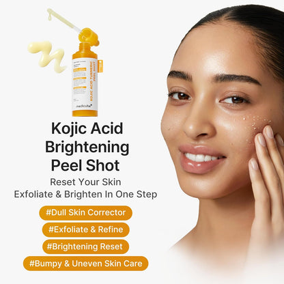 HOTmedicube Body Peel Shot with Kojic Acid and Turmeric | Gentle Body Brightening & Exfoliating Serum with BHA, LHA & PHA for Dead Skin Cells, Uneven Looking Skin & Excess Sebum | 9.46 fl.oz