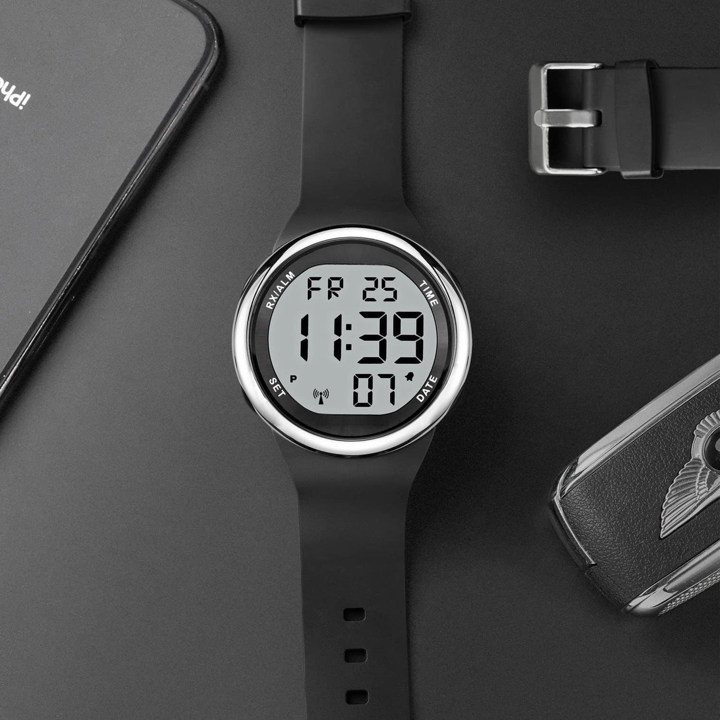 HOTHearkent Atomic Talking Watch Sets Itself for Visually impaired or Seniors LCD Big Number Easy-to-Read Talking Watch for Elderly