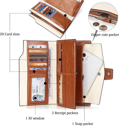 HOTBOSTANTEN Weekender Bags for Women Leather Duffle Bag and Womens Wallet Genuine Leather Wallets Large Capacity Cash Cluth Purses