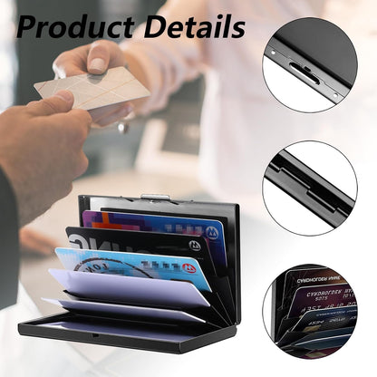 HOTRFID Credit Card Holder for Women Men, Slim Credit Card Case Protector Metal Hard Credit Card Wallet Protector Business Card Holder Snap Closure, A Cat Looks At The Moon