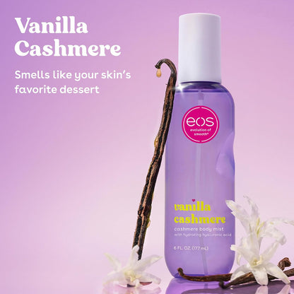 HOTeos Cashmere Body Mist, Vanilla Cashmere, soft musk, cozy caramel, hair mist, body spray for women, moisturizing, hyaluronic acid, body spray, vegan, cruelty-free, 6 fl oz