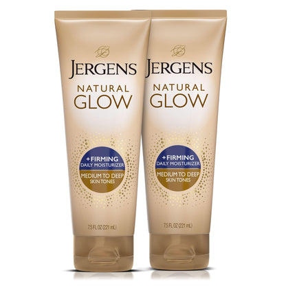 HOTJergens Natural Glow +Firming Self Tanner Lotion Fair to Medium, 7.5 oz | Sunless Tanning Moisturizer, Collagen and Elastin Formula, Reduces Cellulite, Gradual Glow, Fair to Medium Skin Tone