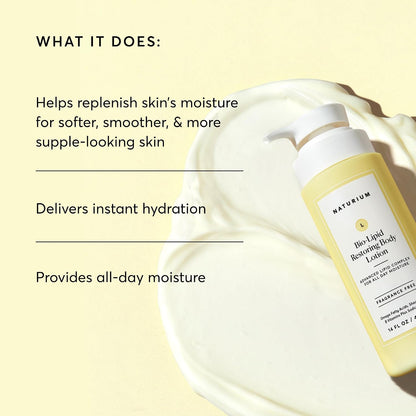 HOTNaturium Bio-Lipid Restoring Moisturizing Body Lotion with Shea Butter, Fragrance Free, 14 oz
