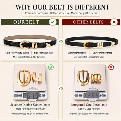 HOTBelts for Women with Gold Buckle for Jeans, Dress Leather Belts