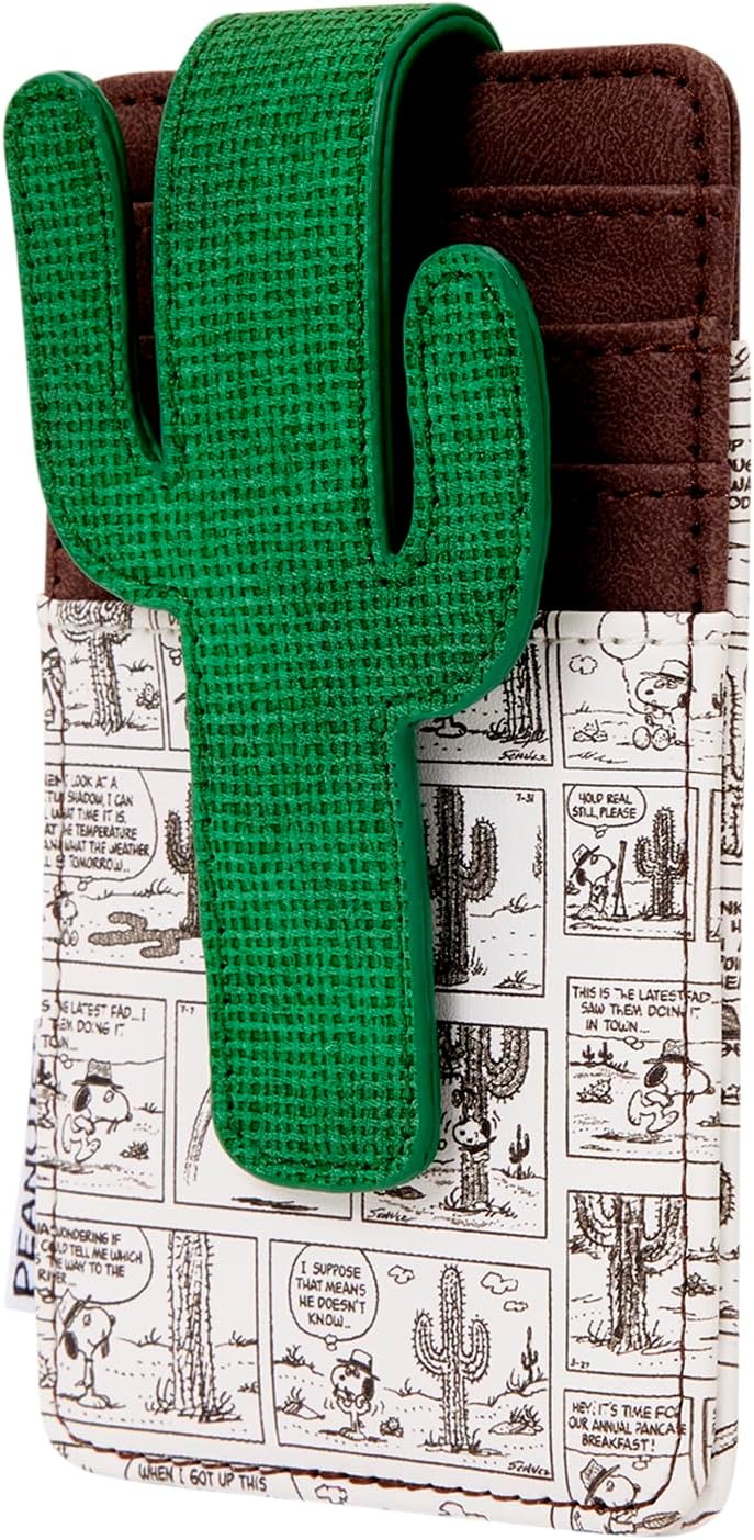 HOTLoungefly Peanuts: Spike - Desert Card Hold with Cactus Clip - 3 Card Slots and 1 Clear ID Slot - Collectible Wallets