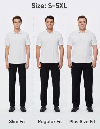 HOTJMIERR Mens Casual Polo Shirt Summer Short Sleeve Vacation Button Beach Knit Stretchy Golf Shirts