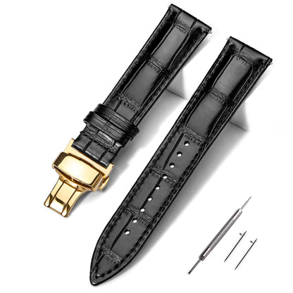 HOTEACHE Croco Design Leather Watch Bands for Men Women,Quick Release Strap with Butterfly Deployment Buckle 18mm 19mm 20mm 21mm 22mm 23mm 24mm