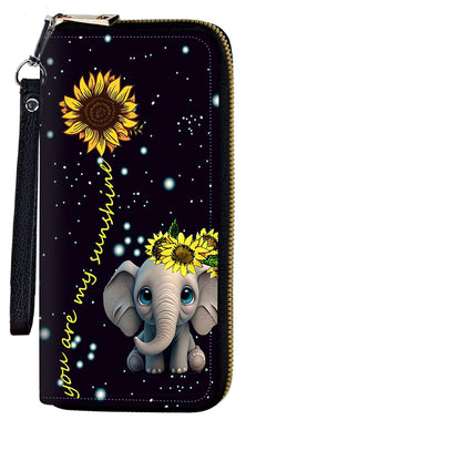 HOTWomens Wristlet Wallet RFID Blocking Large Capacity Zip Around Long Purse PU Leather Credit Card Holder with Detachable Hand Strap for Phone Cash,Sunflowers And Butterflies