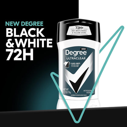 HOTDegree Men UltraClear Antiperspirant Deodorant Black + White 4 count 72-Hour Sweat & Odor Protection Antiperspirant For Men With MotionSense Technology 2.7 oz