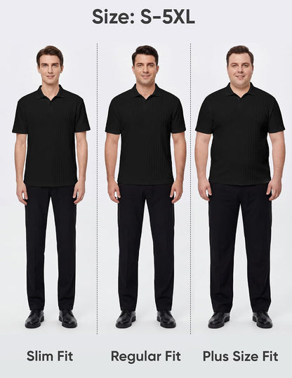 HOTJMIERR Mens Casual Polo Shirt Summer Short Sleeve Vacation Button Beach Knit Stretchy Golf Shirts