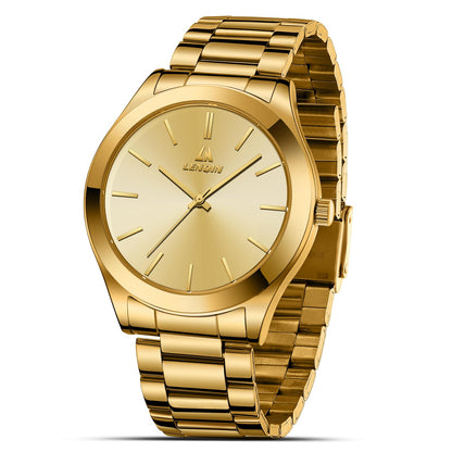HOTLN LENQIN Mens Watches Waterproof Stainless Steel Watch for Men Analog Quartz Fashion Business Designer Wristwatch
