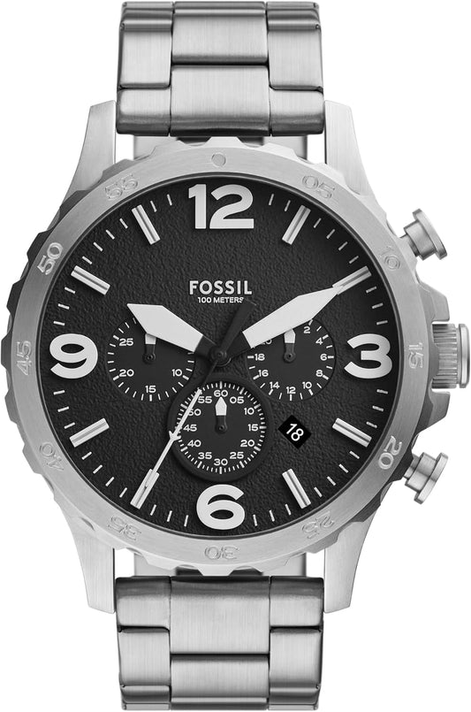 HOTFossil Men's Nate Quartz Watch, Oversized Stainless Steel Chronograph Watch for Men